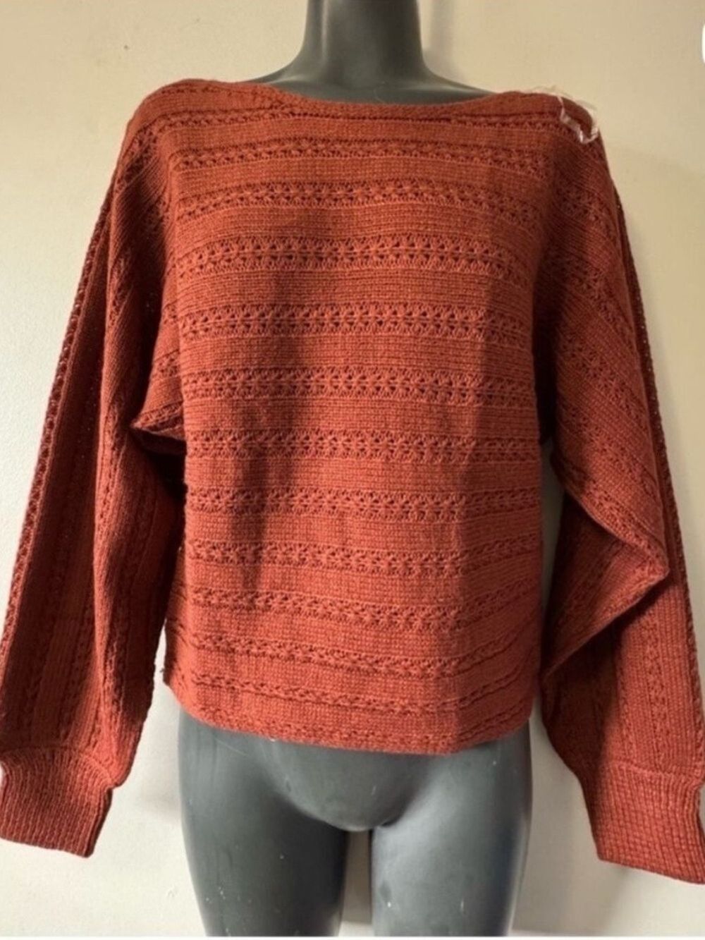Full Circle Trends Women Brown Dolman Sleeve Knot Sweater